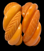 BB163  wide super chunky rope carved bakelite bangles in corn and butterscotch